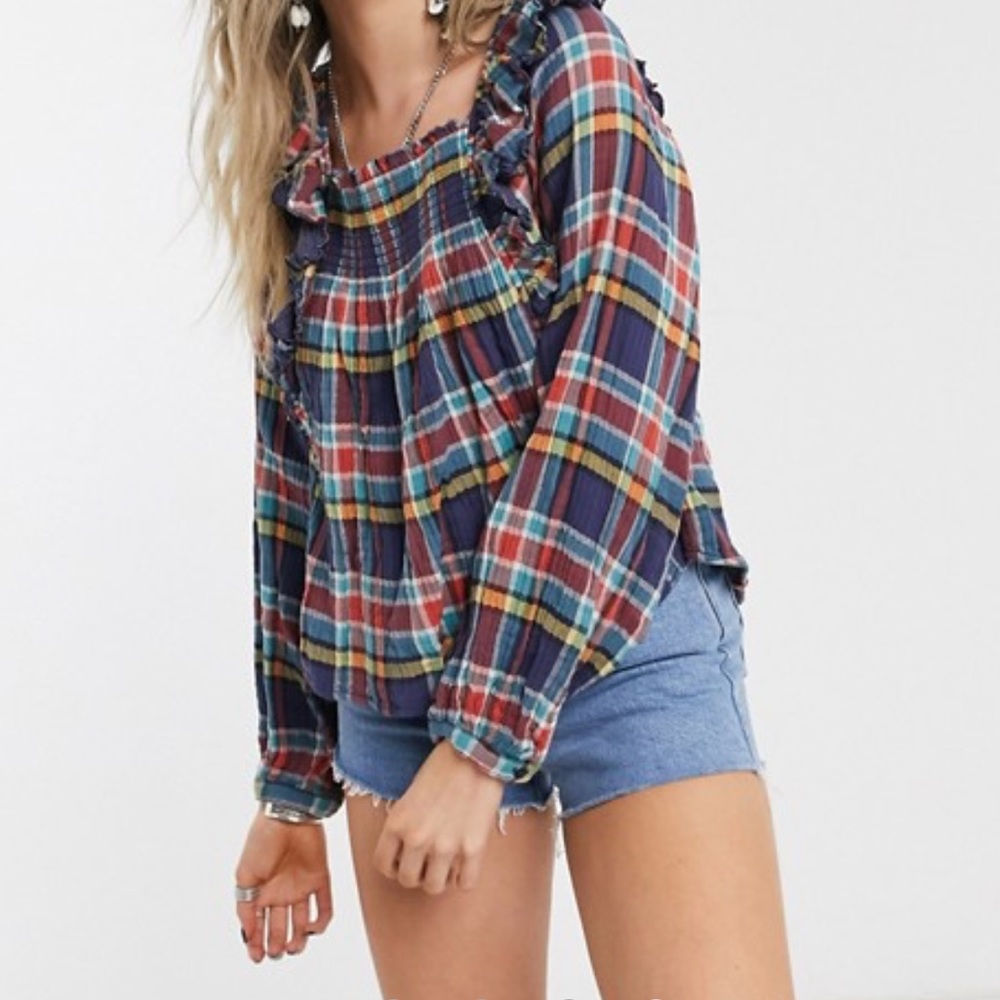 ❤️Sold❤️ free people plaid long sleeve Shirt